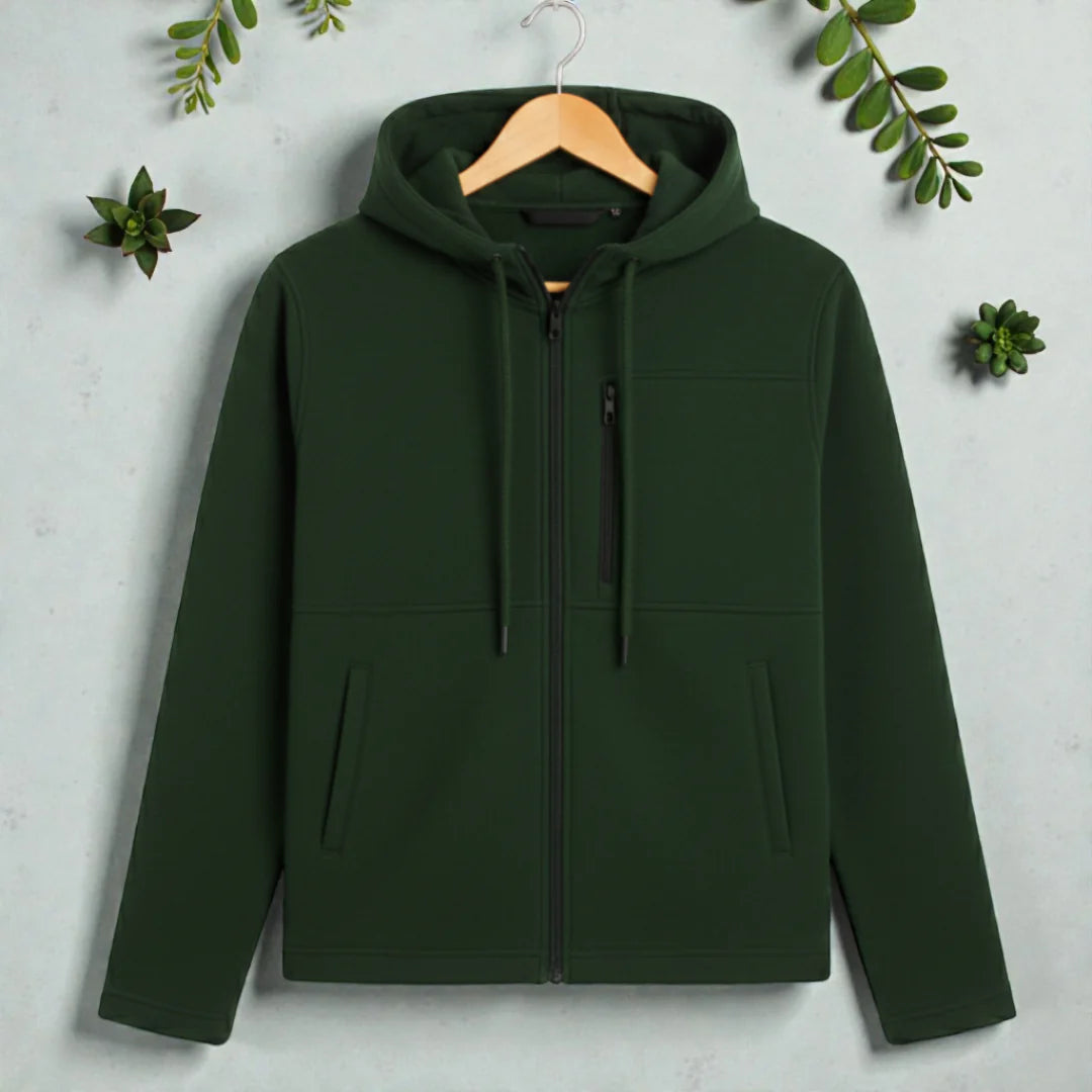 Men's Premium Full Zip Hooded Jacket - Bottle Green