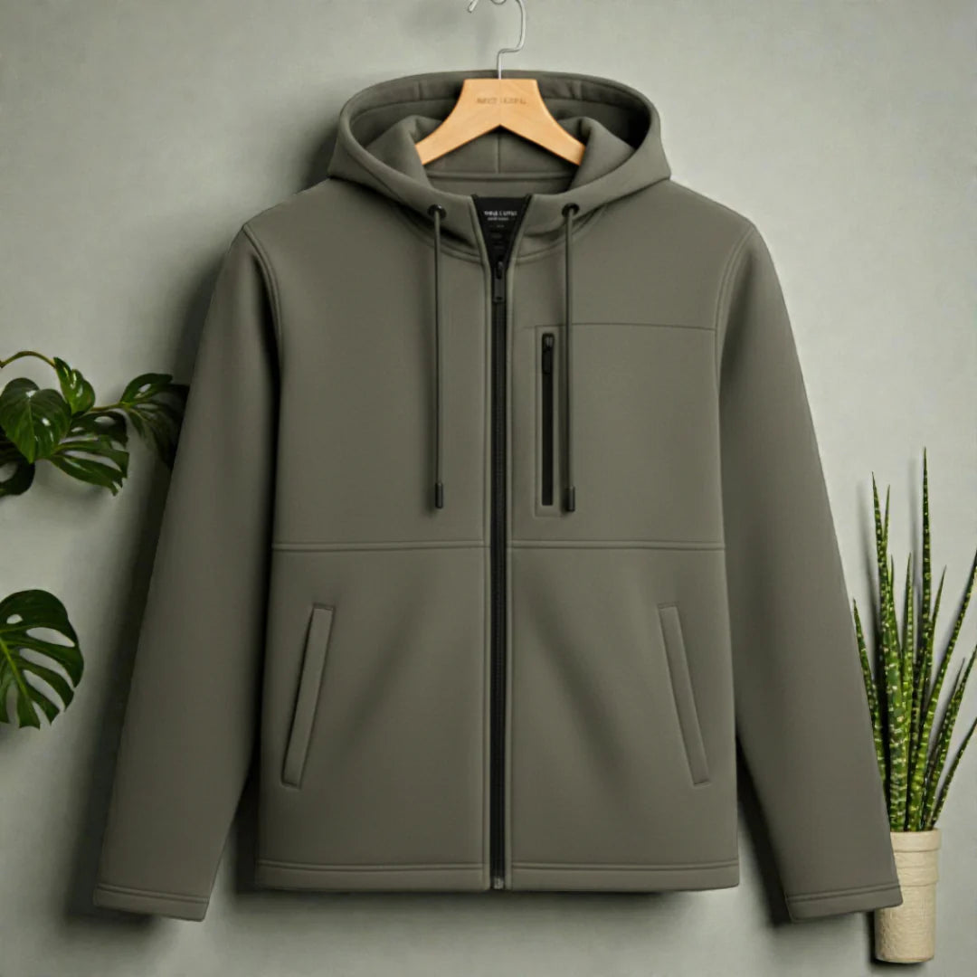 Men's Premium Full Zip Hooded Jacket - Light Ash