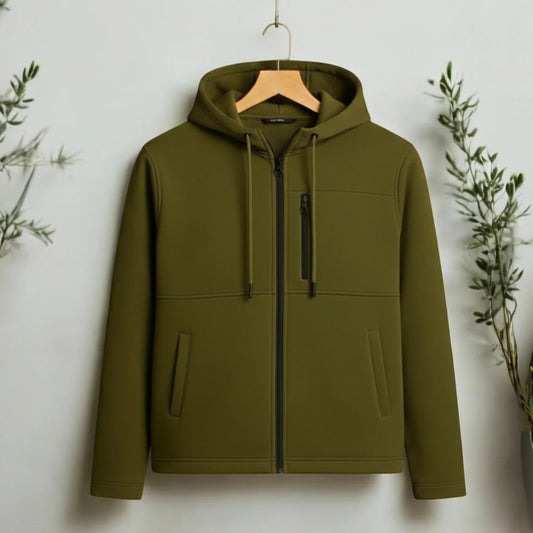 Men's Premium Full Zip Hooded Jacket -olive