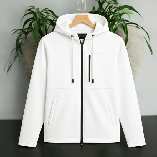 Men's Premium Full Zip Hooded Jacket - White