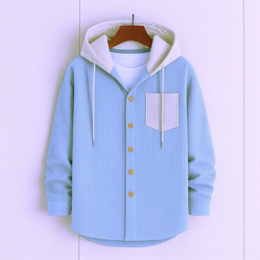 Luxury Full Sleeve Cord Hoodie -Sky