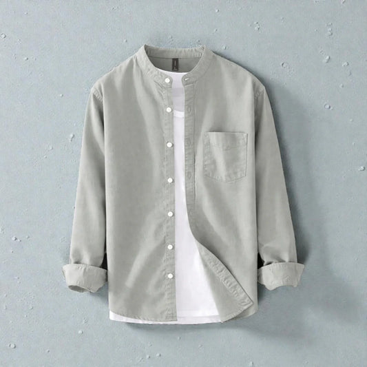 Bend collar full sleeve casual shirt - Ash