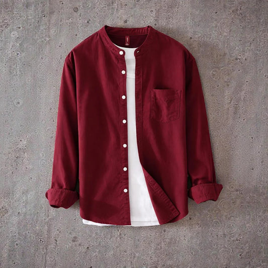 Bend collar full sleeve casual shirt - Marron