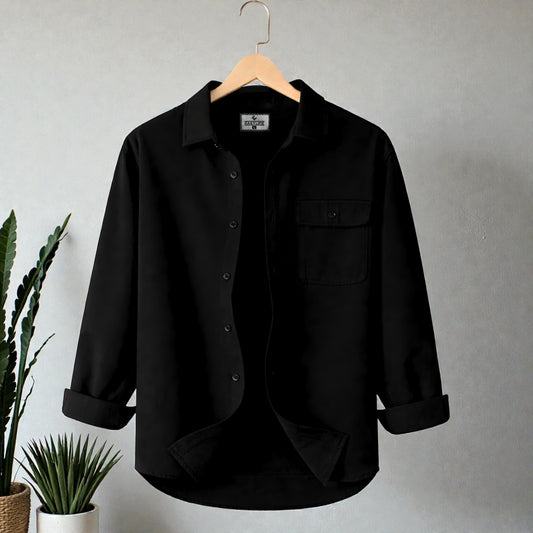 Premium Single Pocket  Shirt - Black