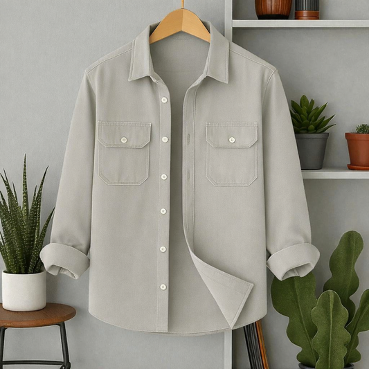 Full Sleeve Two Pocket Cotton- Ash