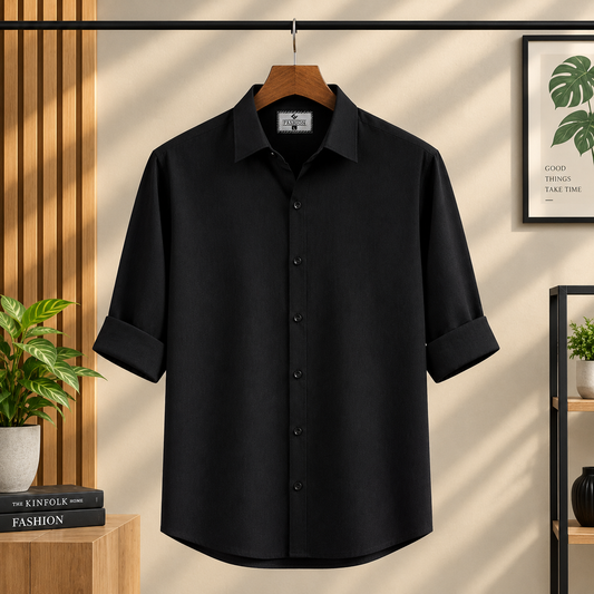 Premum Zafran Full Sleeve Shirt - black