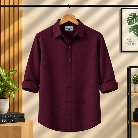 Premum Zafran Full Sleeve Shirt - Wine