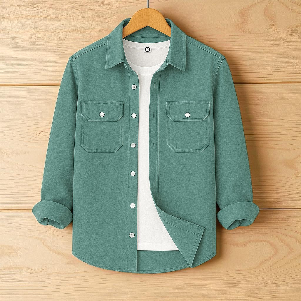 Two Pocket Sea Green Color Shirt