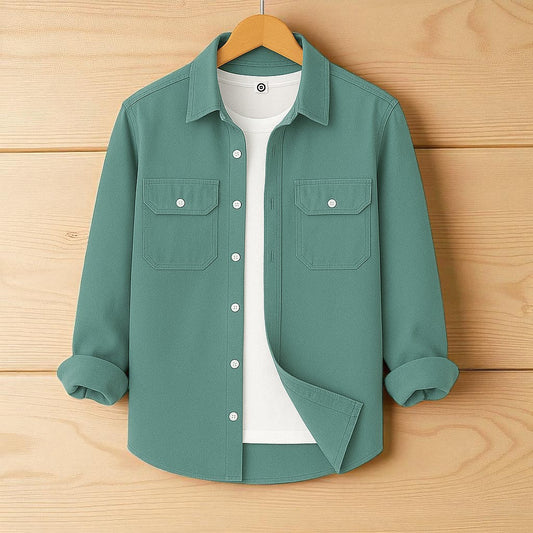 Two Pocket Sea Green Color Shirt